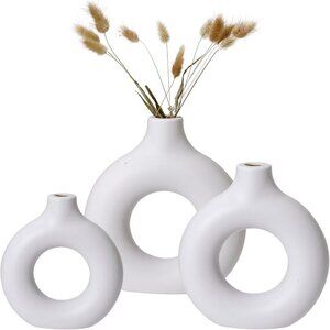 Aesthetic Boho Modern Small Round Cute Vases for Modern Minimalist (3 pcs Set)